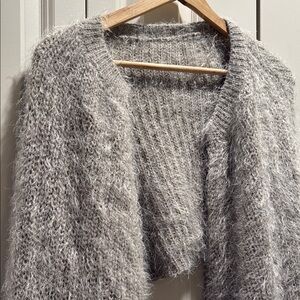 Fuzzy Crop Sweater Cardigan